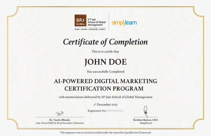 The SP Jain Global & Simplilearn Certificate