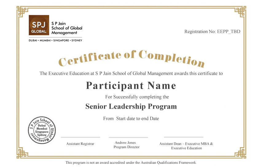 The SP Jain Global Certificate